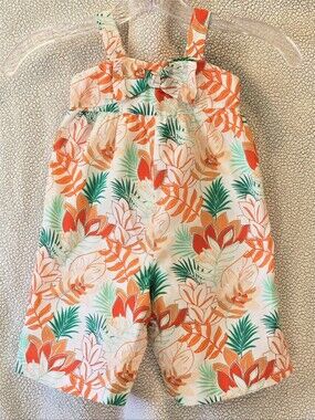 12-18 Mos Janie and Jack Girls Tropical Floral Romper - Orange & Green